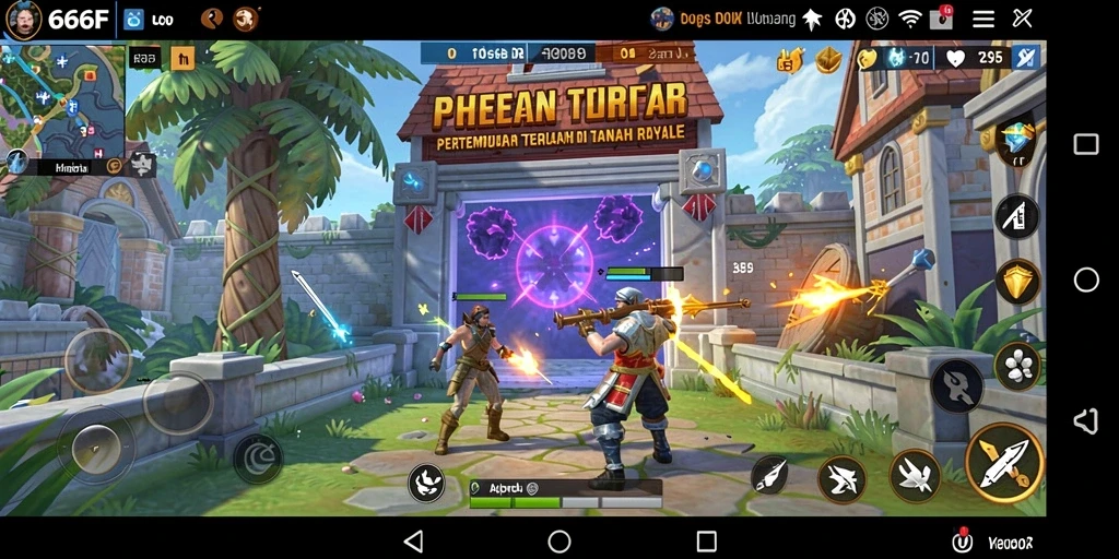 Tampilan gameplay 666F dalam pertempuran Battle Royale yang mendebarkan.