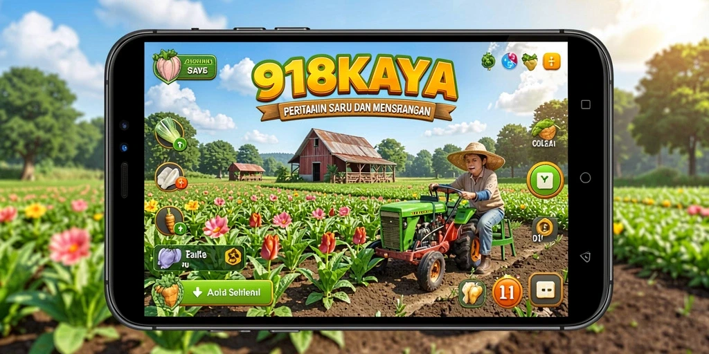 Tampilan gameplay 918KAYA yang menampilkan ladang pertanian yang subur.