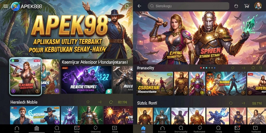 Screenshot menunjukkan antarmuka APEK88 yang user-friendly dan beragam fitur utility.