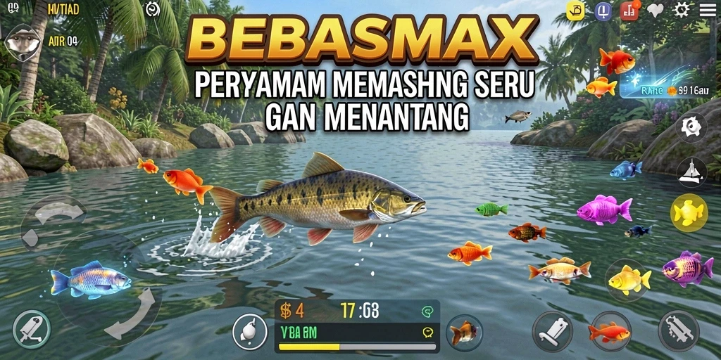 Tampilan gameplay seru saat memancing di BEBASMAX.