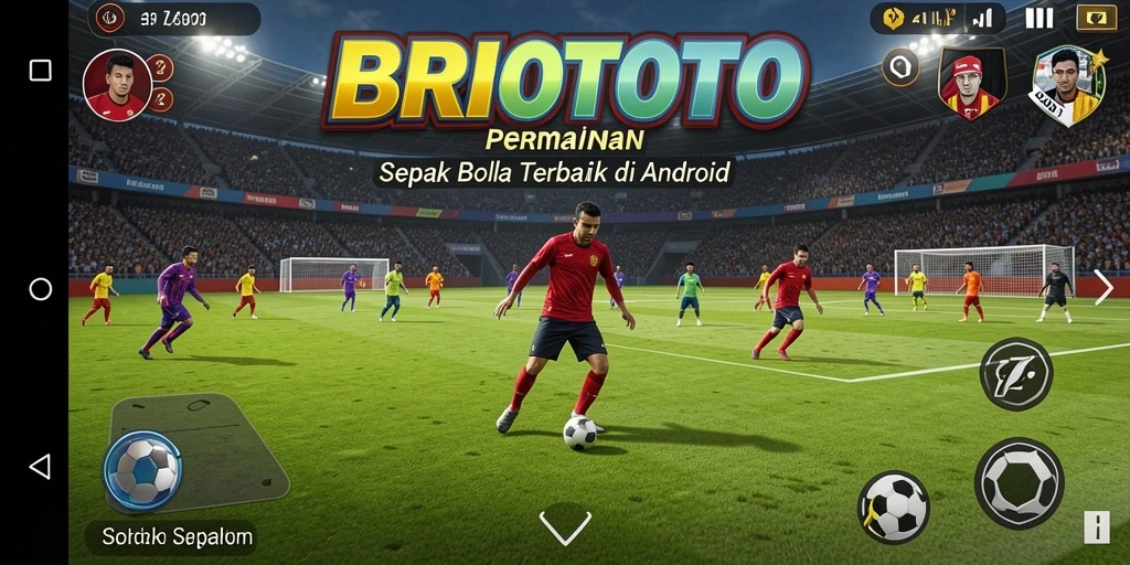 Tangkapan layar gameplay BRIOTOTO dengan aksi sepak bola yang nyata.