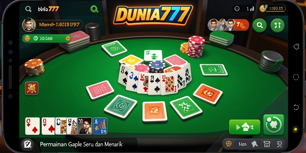 Tampilan gameplay seru DUNIA777 yang menunjukkan kartu Gaple.