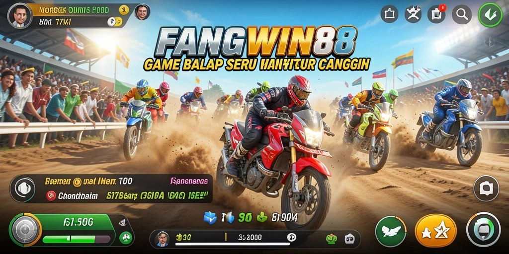 Screenshot gameplay FANGWIN88 menampilkan aksi balap yang mendebarkan.