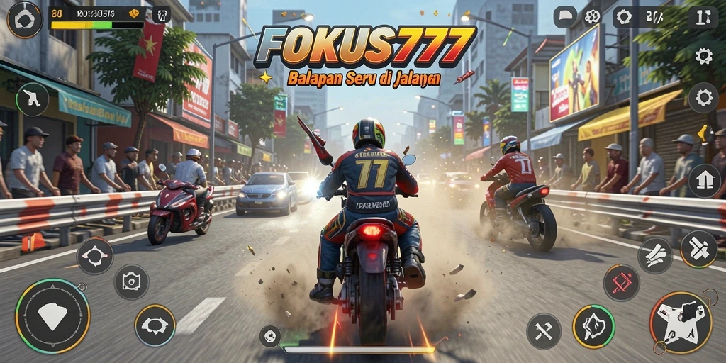 Tampilan gameplay FOKUS777 dengan aksi balapan seru.