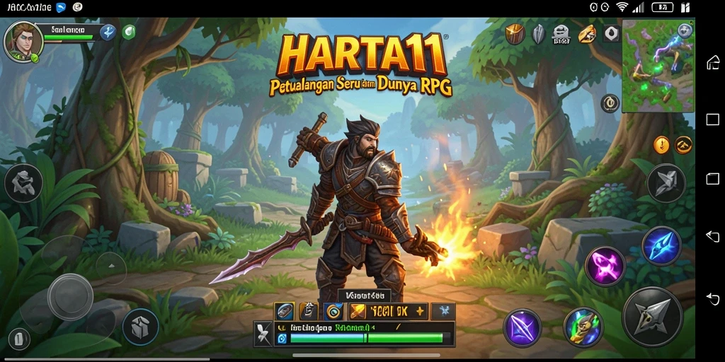 Tampilan petualangan epik dalam HARTA11 dengan karakter dan monster menarik.