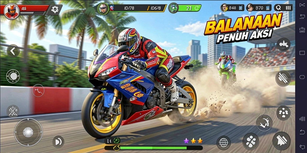 Tampilan menarik dari gameplay balapan motor di ID678.
