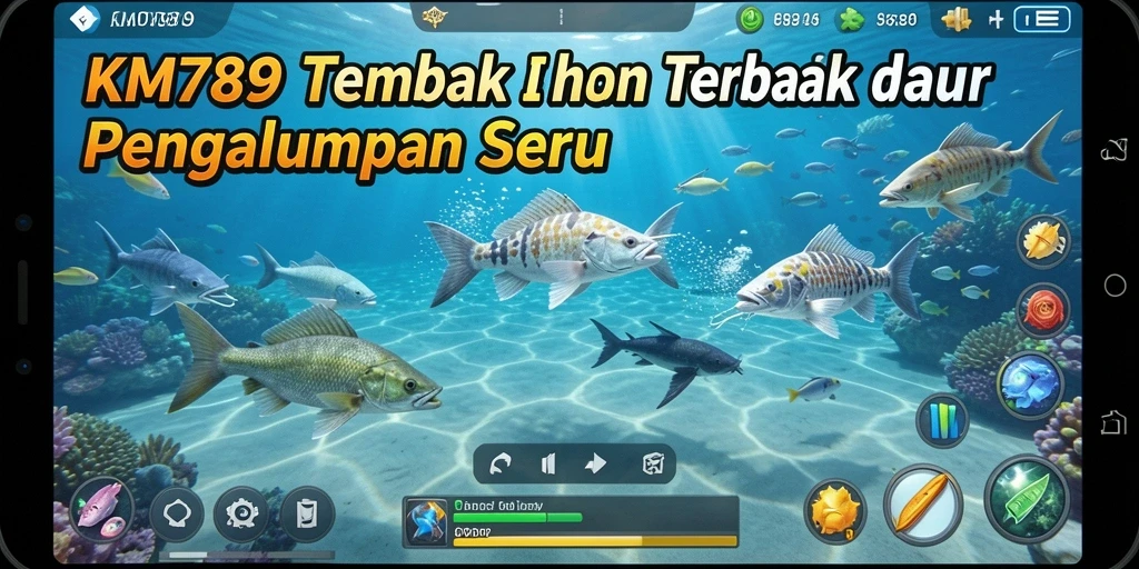 Tampilan gameplay KM789 yang menegangkan saat menangkap ikan.