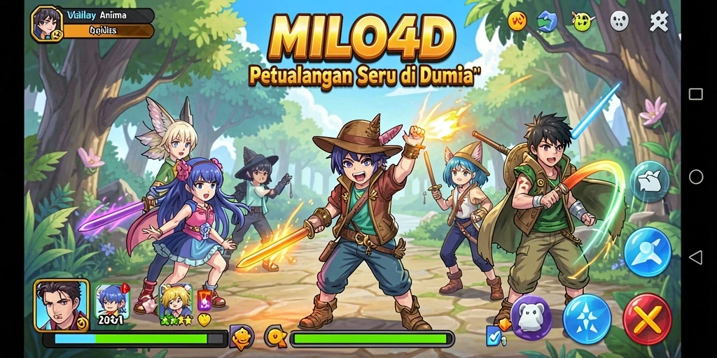 Tampilan menarik dari gameplay seru MILO4D yang penuh karakter anime.