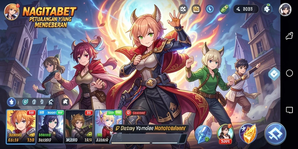 Tampilan menarik dari gameplay NAGITABET dengan karakter anime.