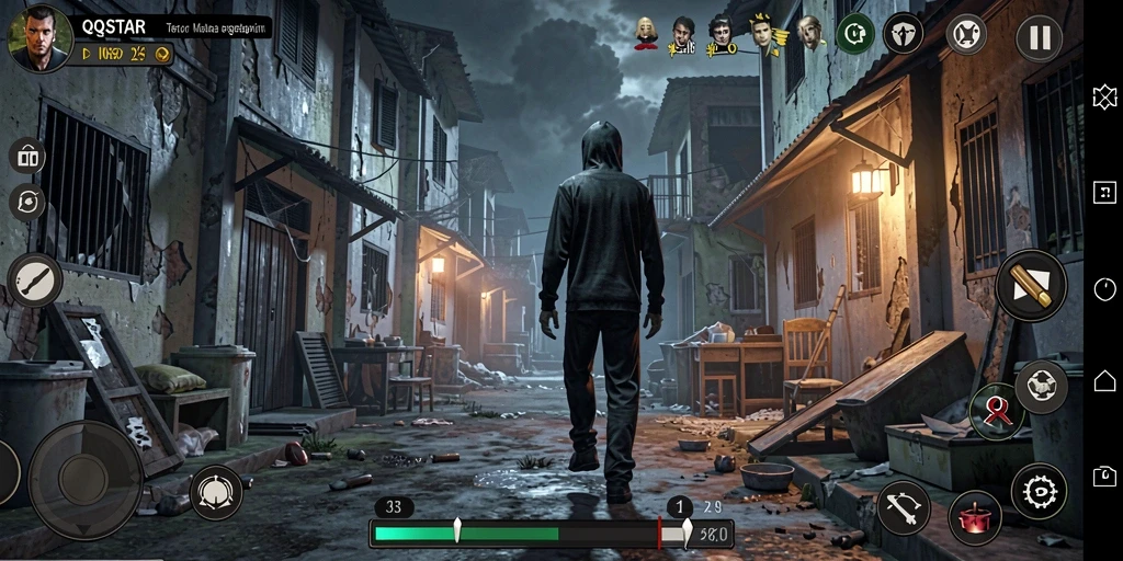 Tampilan menyeramkan dari gameplay <strong>QQSTAR</strong>, penuh dengan ketegangan dan horor.