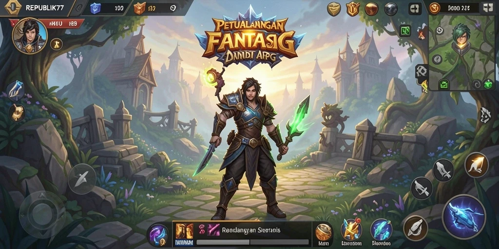 Gameplay seru di dunia fantasi REPUBLIK77 yang penuh aksi.