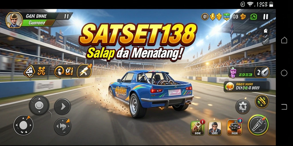 Tangkapan layar SATSET138 menunjukkan aksi balap yang intens dan mendebarkan.
