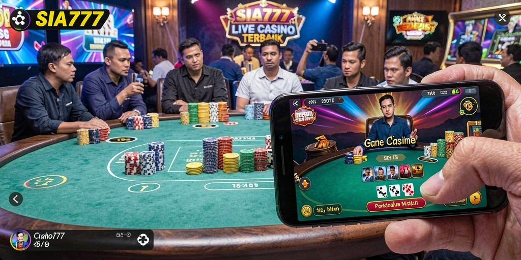 Screenshot gameplay Live Casino di SIA777 yang menampilkan dealer profesional.