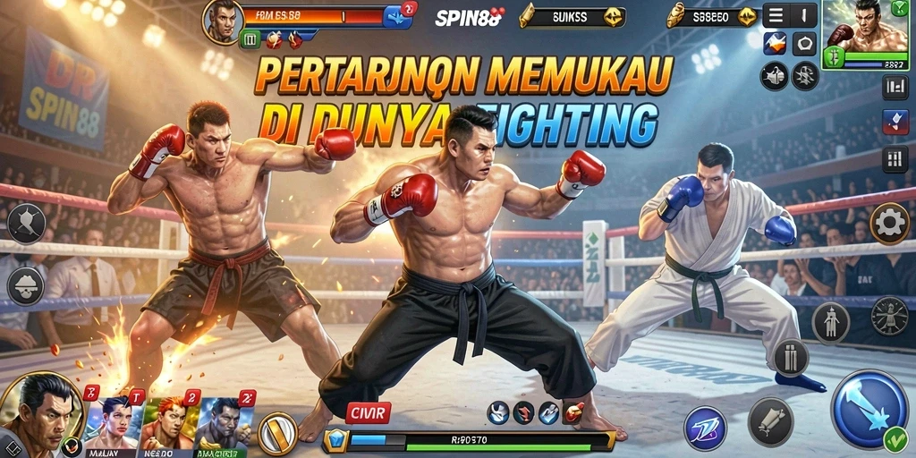 Tampilan gameplay Fighting yang mendebarkan di SPIN88.